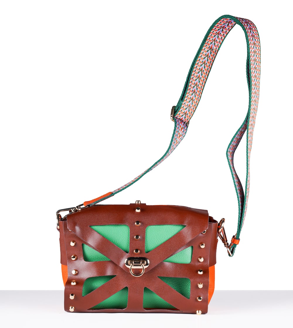 Milanaleesa Passion Premium Leather Bag – Green & Orange