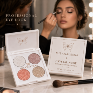 Makeup artist applying Crystal Nude glitter eyeshadow to model