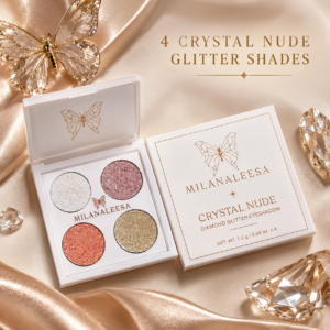 Milanaleesa Crystal Nude diamond glitter eyeshadow palette with four sparkling shades