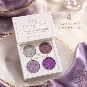 Milanaleesa Amethyst Spark four shade diamond glitter eyeshadow palette
