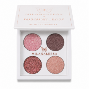 Milanaleesa Burgundy Rose 4-shade diamond glitter eyeshadow palette